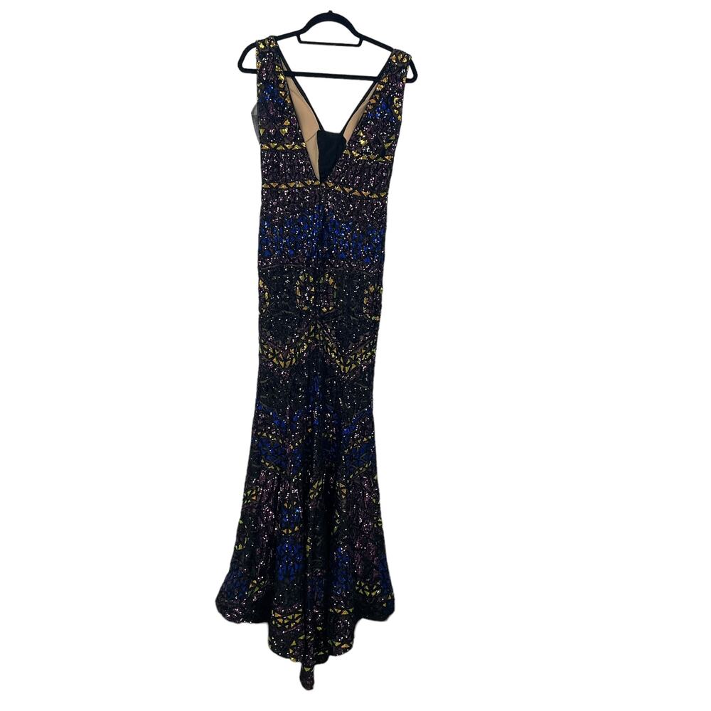 Jovani Style 04807 Black Multi Color Sequin Fit and Flare Gown Women's 8 - Picture 10 of 13
